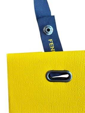 Fendi Classic Yellow and Black Shop Bag With Snap Strap Handle Details